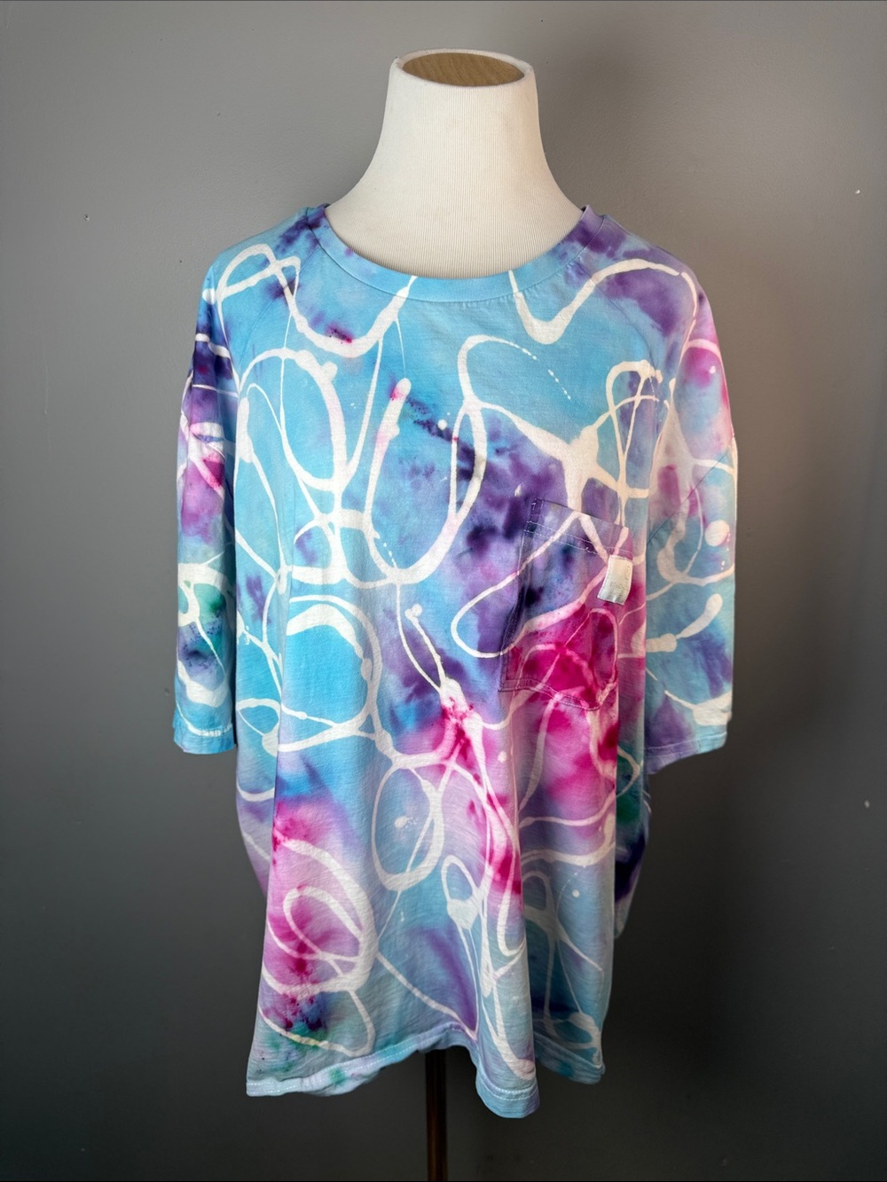 Tie-Dye Swirl Oversized Women’s Top - Blue & Pink